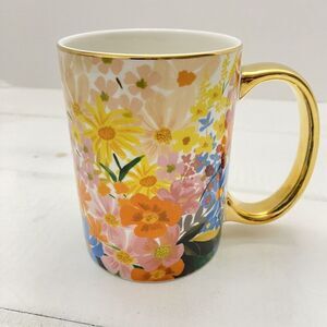 Rifle Paper Co Marguerite 12 oz Mug Anthropology Bright Floral Gold Handle Trim